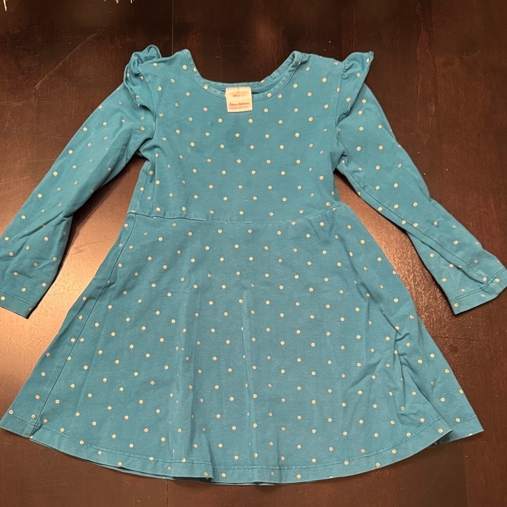 Hanna Andersson Teal Dress with White Dots